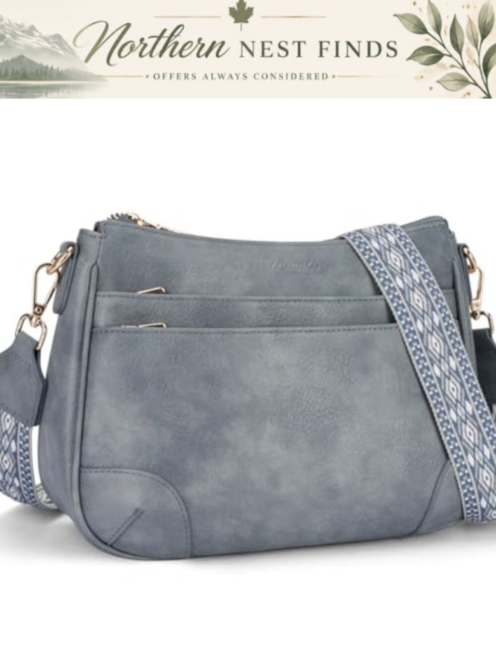 Vegan Leather Crossbody Purse for Women Adjustable Guitar Strap Shoulder Bag
